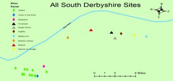 Figure  SEQ Figure \* ARABIC 4: Spatial representation of PAS finds in Derbyshire clearly evidencing the importance of the river Trent (Hume 2020, 37)